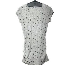 Kismet Gray Black Cactus Short Sleeve Ruched Mini Dress Size Medium